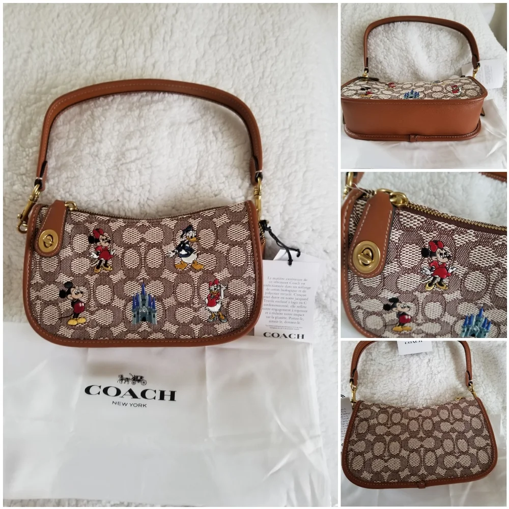 🎀NWT Authentic Disney X Coach Swinger Signature Textile Jacquard Mickey Mouse💖 - Picture 2 of 16